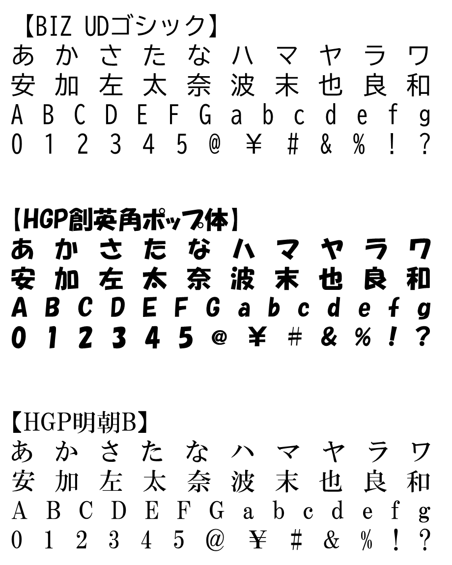 フォントサンプル