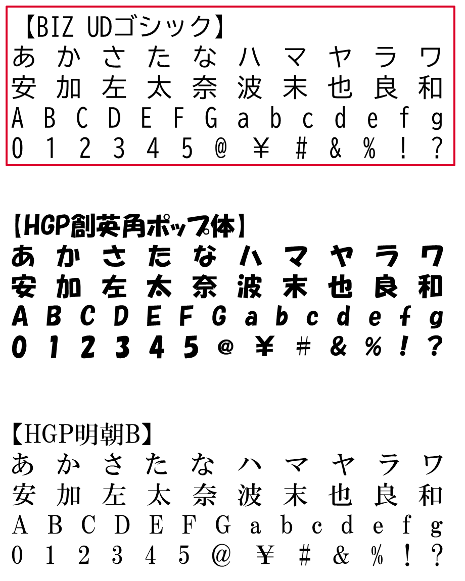 フォントサンプル